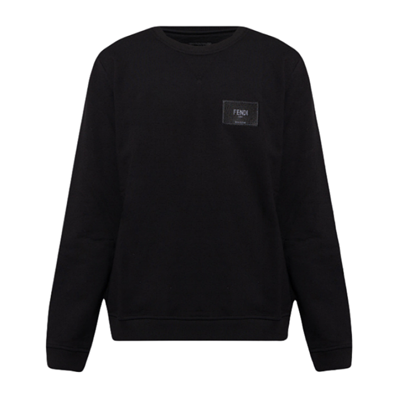 F Endi Embroidered Round Neck Hoodie With Front And Back Logos