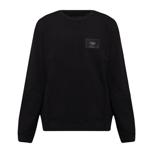 F Endi Embroidered Round Neck Hoodie With Front And Back Logos