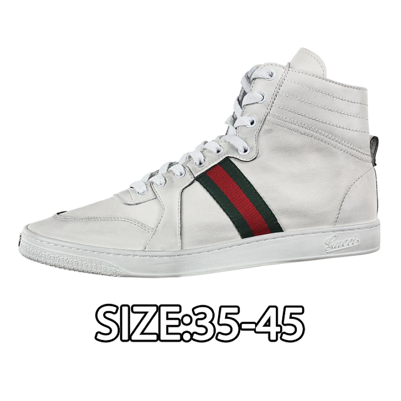 Gucci Leather High-Top Sneakers White