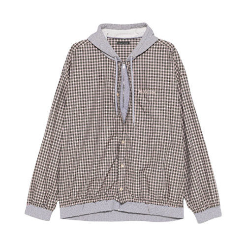 Balenciaga Blcg Paneled Plaid Hooded Jacket