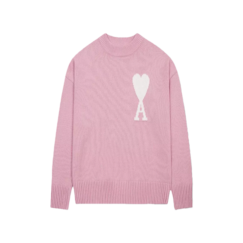 Heart Jacquard Crew Neck Sweater