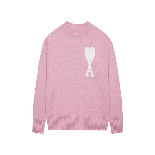 Heart Jacquard Crew Neck Sweater