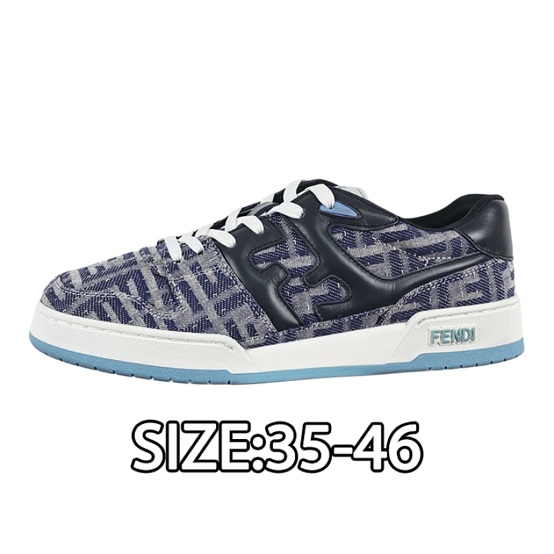 Fendi Fashion Sneakers In Denim Blue Jacquard