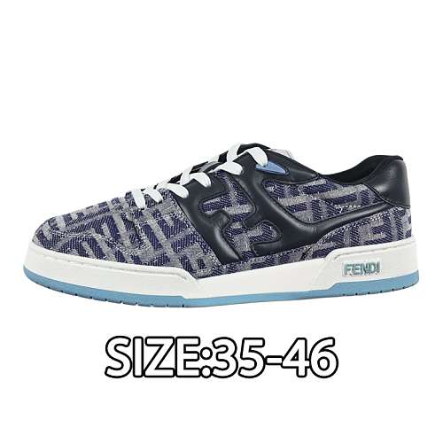 Fendi Fashion Sneakers In Denim Blue Jacquard