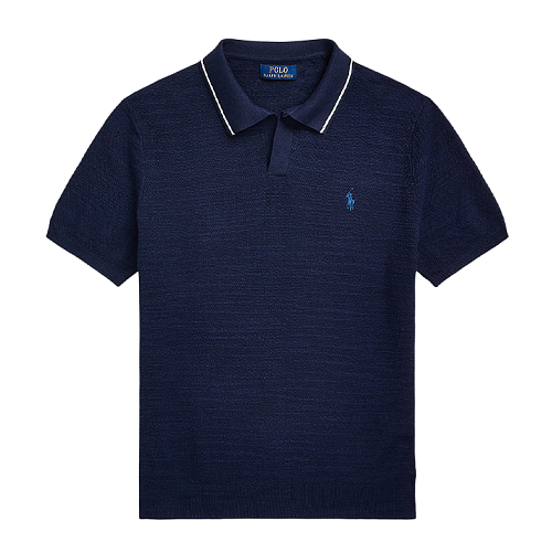 Ruff Linen Polo Shirt With Seagull Collar