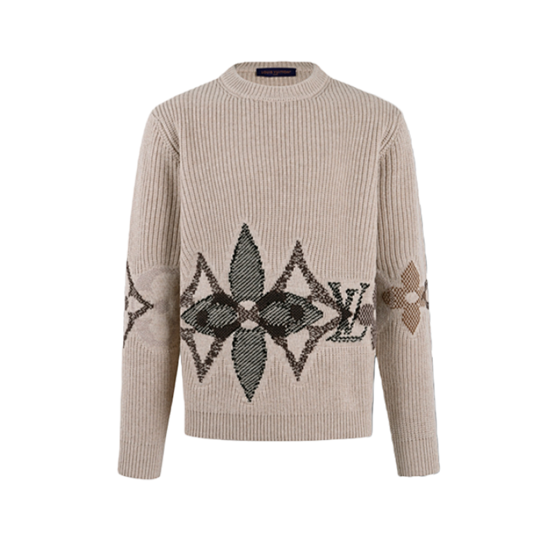 Louis Vuitton Crew Neck Knitted Sweater Wool Jacquard Long-Sleeved SweaterItem ID