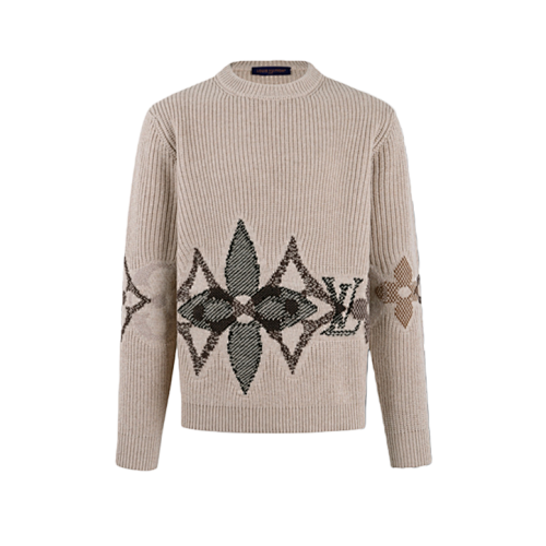 Louis Vuitton Crew Neck Knitted Sweater Wool Jacquard Long-Sleeved SweaterItem ID
