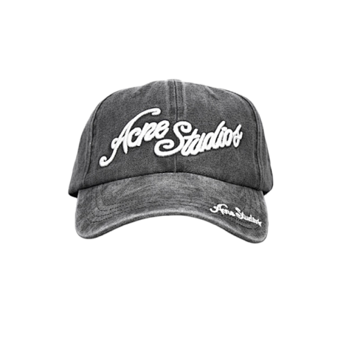 Acne Studios Hand-painted Embroidered Baseball Cap Washed Black