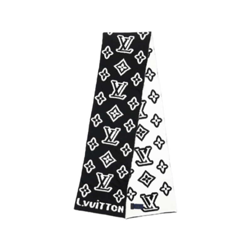 Louis Vuitton LV Black And White Embossed Logo Scarf