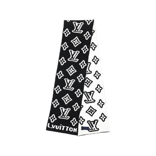 Louis Vuitton LV Black And White Embossed Logo Scarf