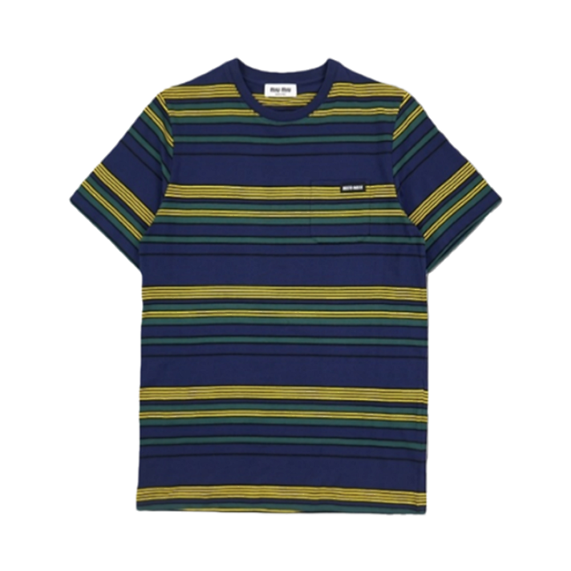 Miu 25Fw Automne Yellow-Green Striped Short-Sleeve T-Shirt