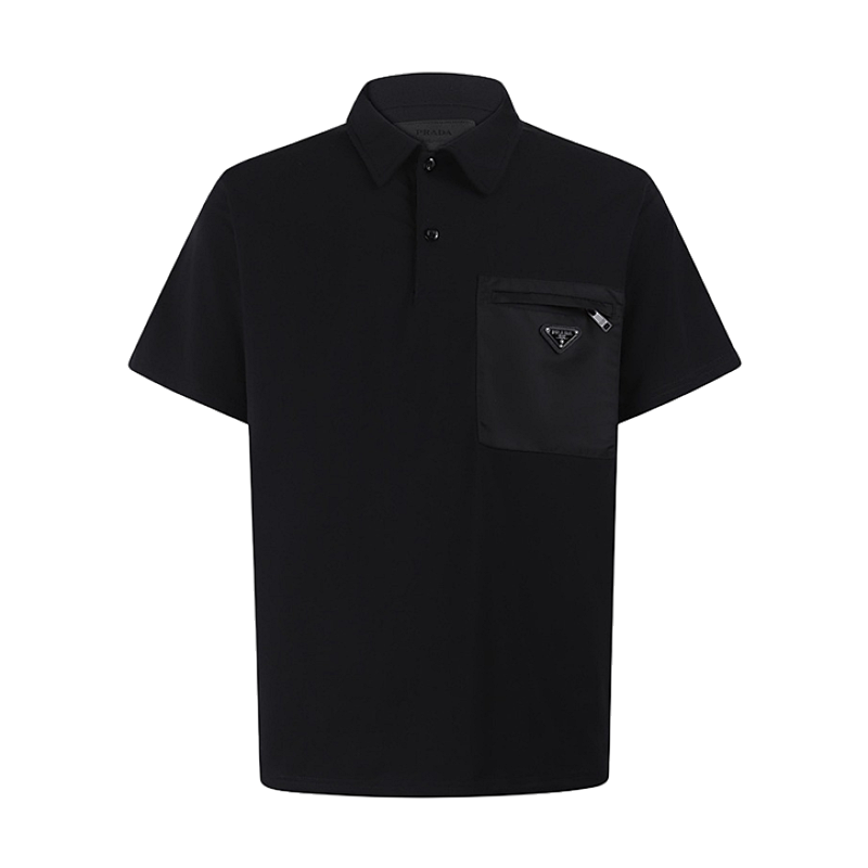 Prada Cotton Loose Short-Sleeve Polo Shirt With Chest PocketItem ID