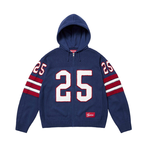 Supreme Hand-embroidered Hooded Zip-up Knit Sweater