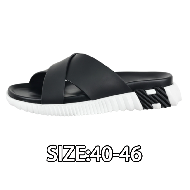 Hermès Platform Calfskin Flip-flops With Platform Soles Black And White