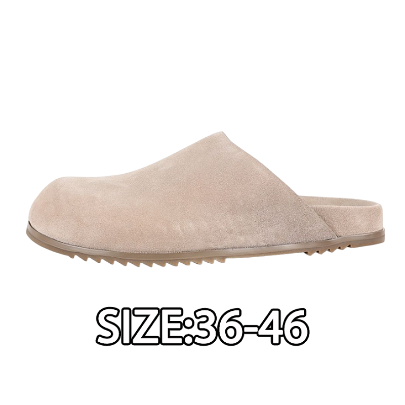 Suede Toe-cap Slippers Apricot