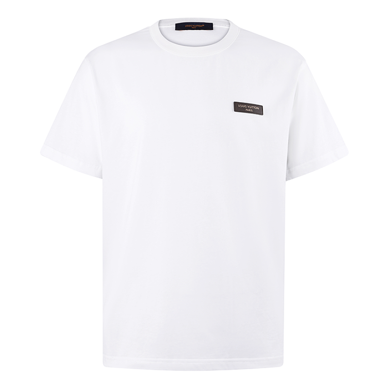 Crew Neck T-Shirt With Logo Leather Patch