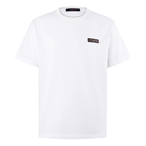 Crew Neck T-Shirt With Logo Leather Patch