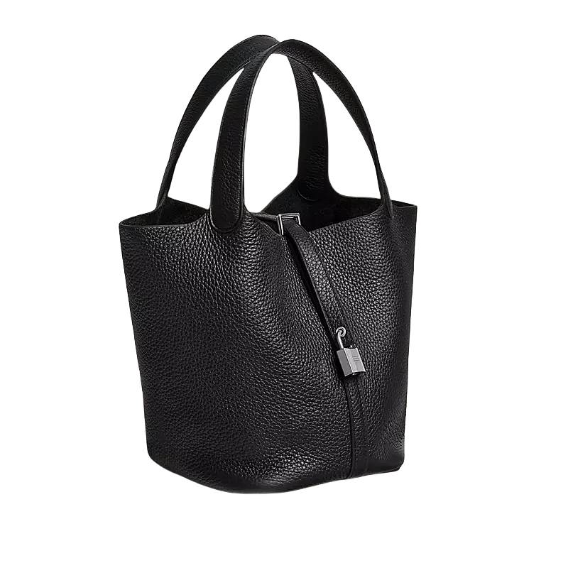 Silver Buckle Bucket Bag Black