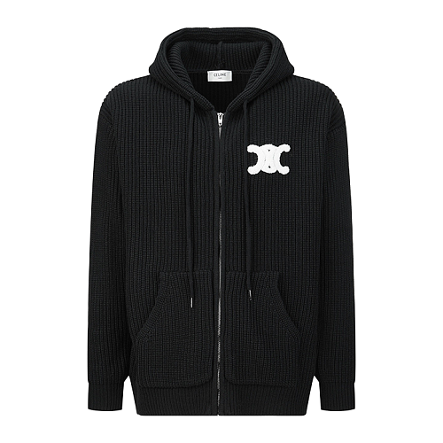 Celine Embroidered Logo Knit Hoodie