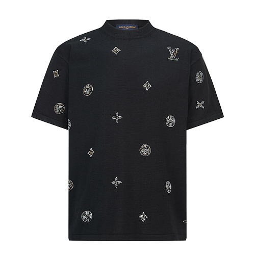 Louis Vuitton Rhinestone Logo Knit Top