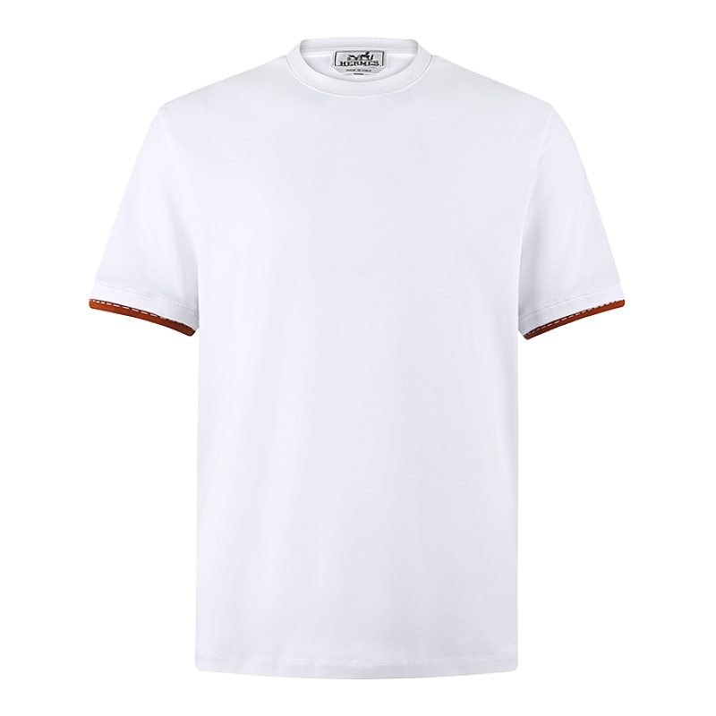 Saddle Pattern Double-Layer Cuff Sellier Detail T-Shirt