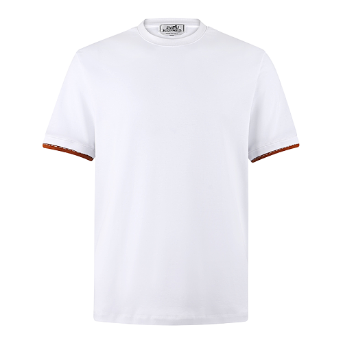 Saddle Pattern Double-Layer Cuff Sellier Detail T-Shirt