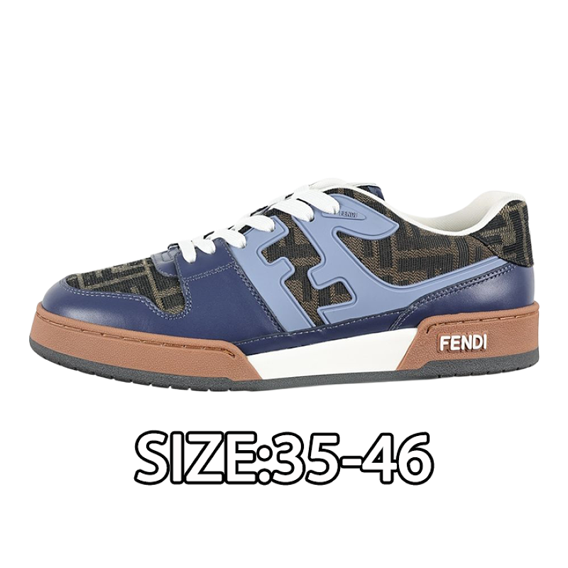 Fendi Fashion Sneakers Blue-brown Vintage Pattern