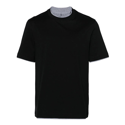 Silk-Gloss Cotton Fake Two-Piece Short Sleeve