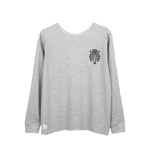Waffle-pattern Long-sleeve With Front And Back Vine And Sword Print