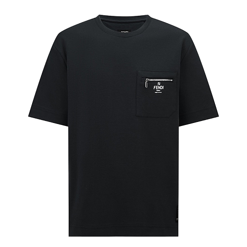 Fendi Zippered Pocket With Printed Logo Short-Sleeve T-Shirt