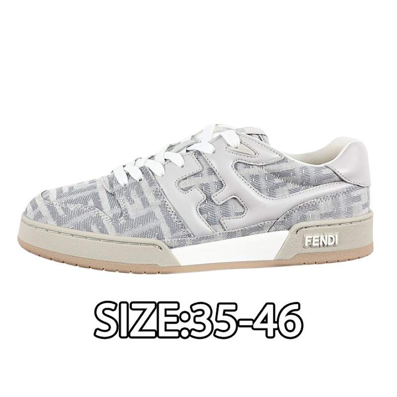 Fendi Fashion Sneakers Light Gray Jacquard All-over Print