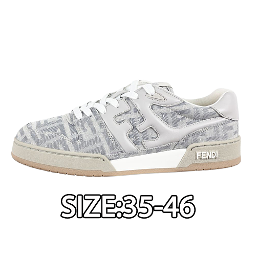 Fendi Fashion Sneakers Light Gray Jacquard All-over Print