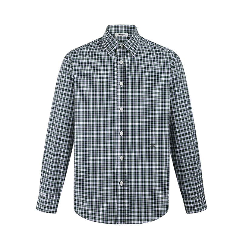 Checkered Cotton Poplin Shirt With Embroidered Logo