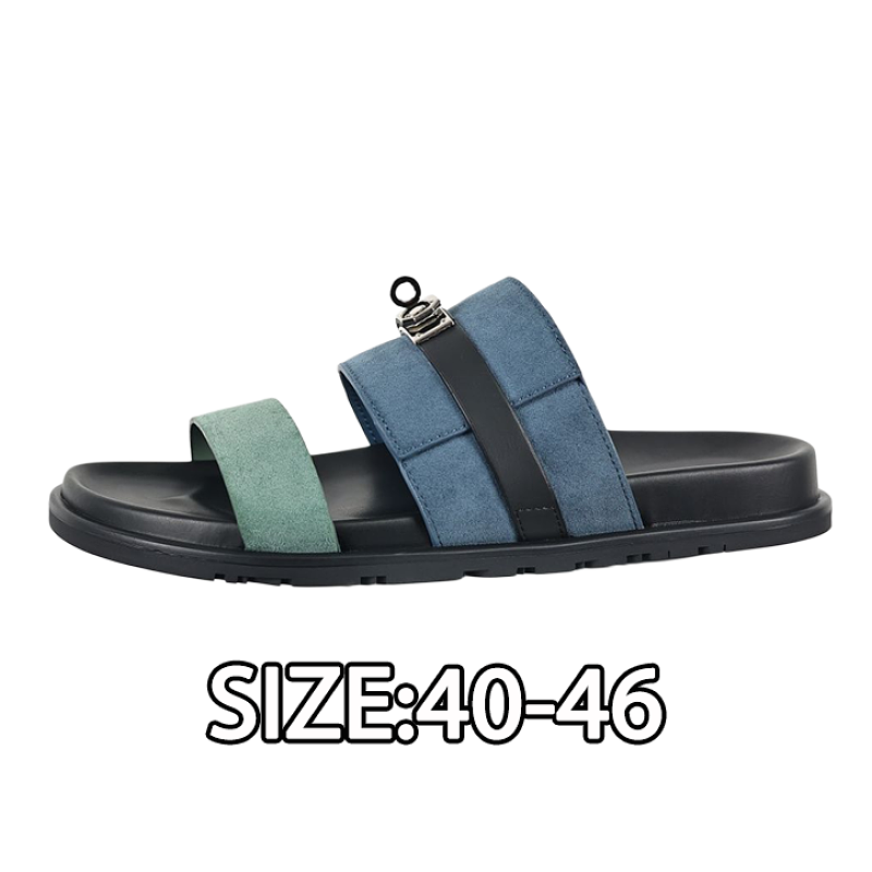 Calfskin Flip-flops In Black Blue And Mint