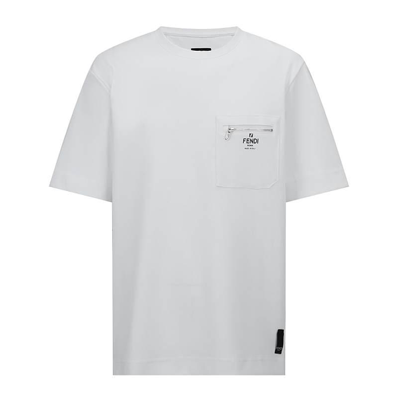 Fendi Zippered Pocket With Printed Logo Short-Sleeve T-Shirt