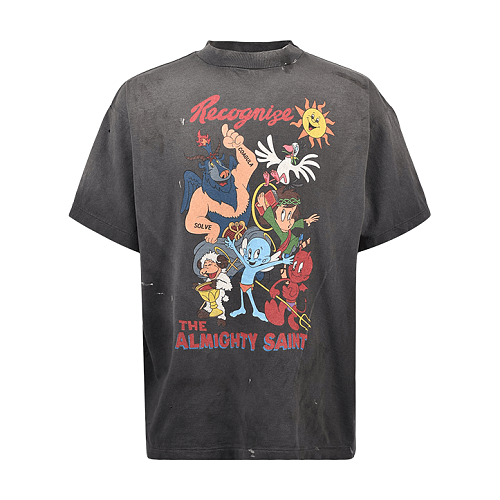 Cartoon Spirit Print Short Sleeve