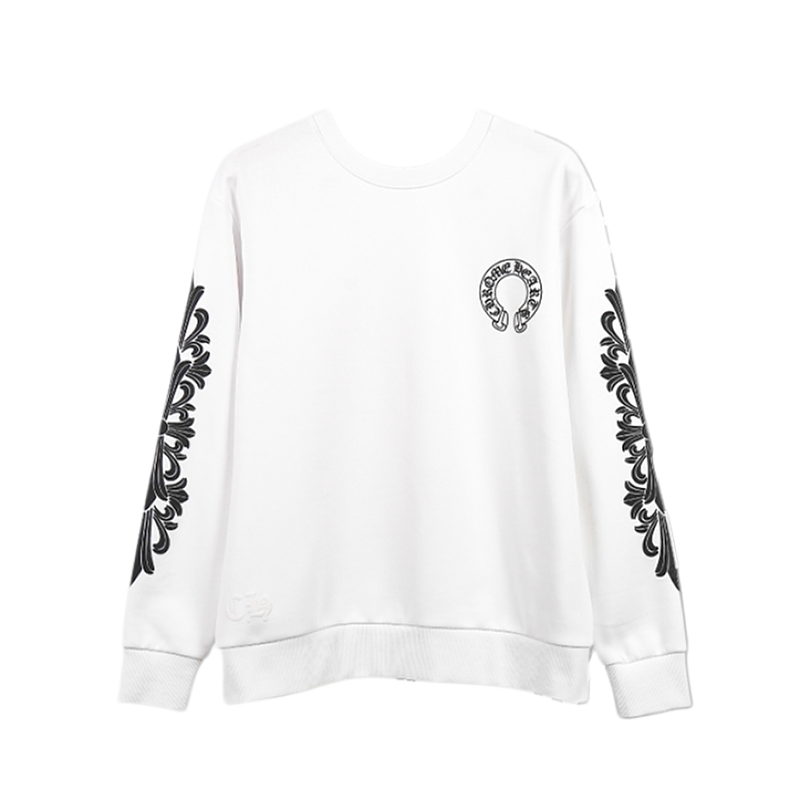 Crucifix Arm Sanskrit Scroll Print Crewneck Sweatshirt