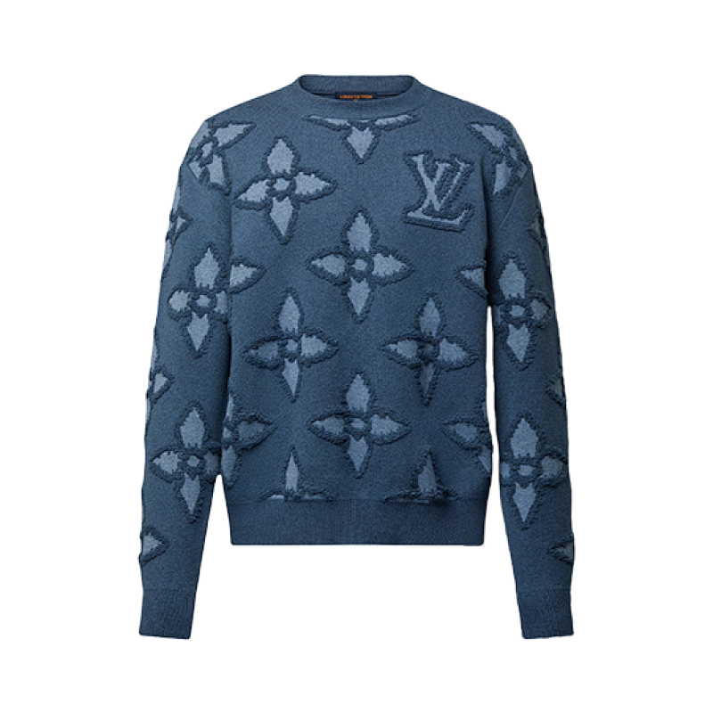 L V Circle Yarn Crochet Jacquard Sweater