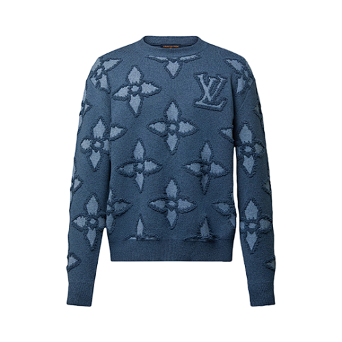 L V Circle Yarn Crochet Jacquard Sweater