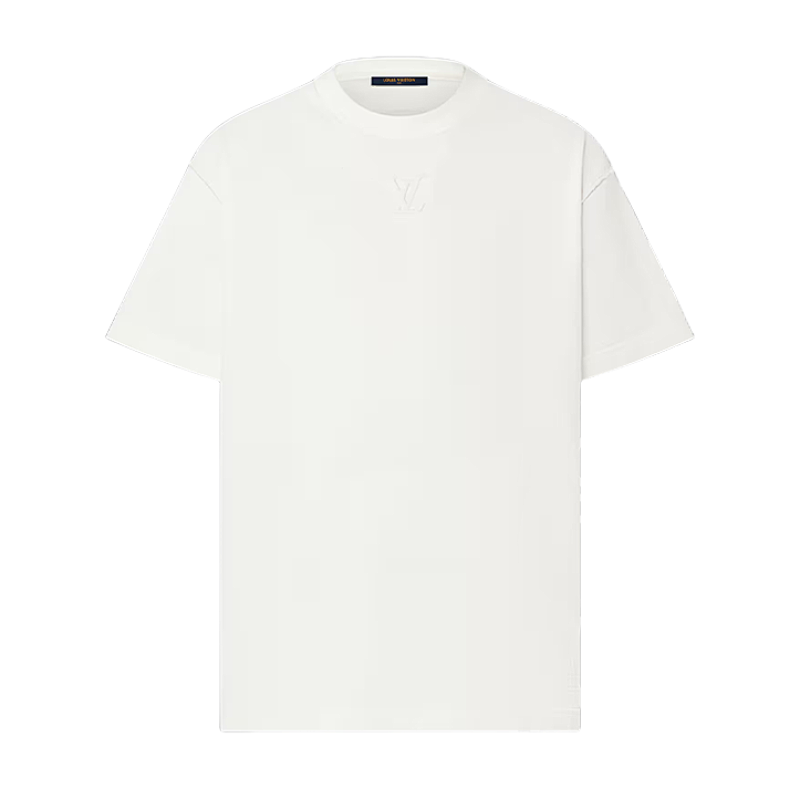 L V Embossed Short Sleeves White