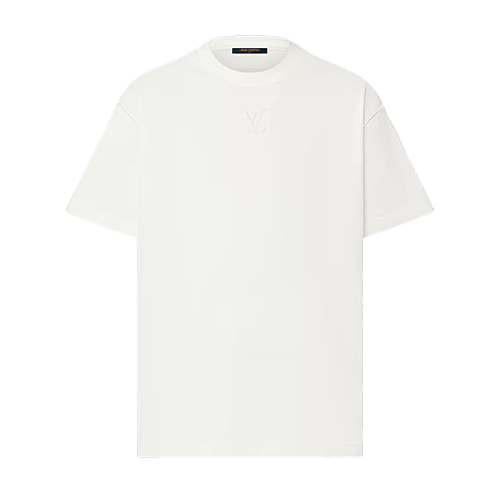 L V Embossed Short Sleeves White