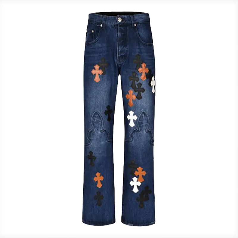 CH Chrome Hearts Limited Edition Flame Leather Jeans