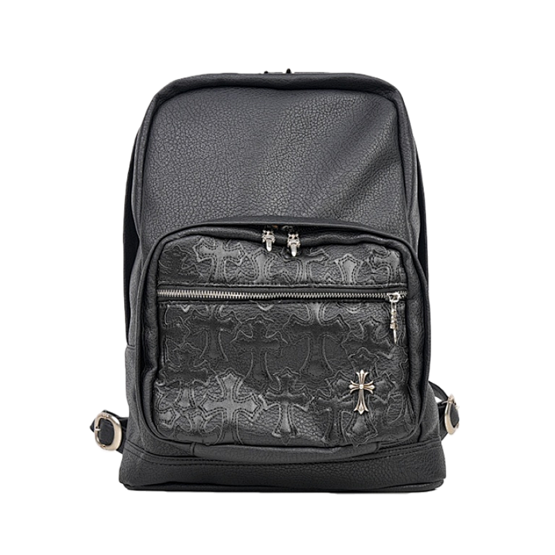 Chrome Hearts Leather Backpack With Zipper Closure
