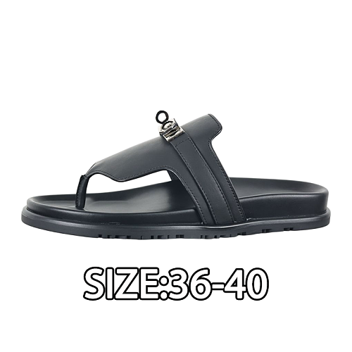 Hermès Goat Leather Flip-flops Black