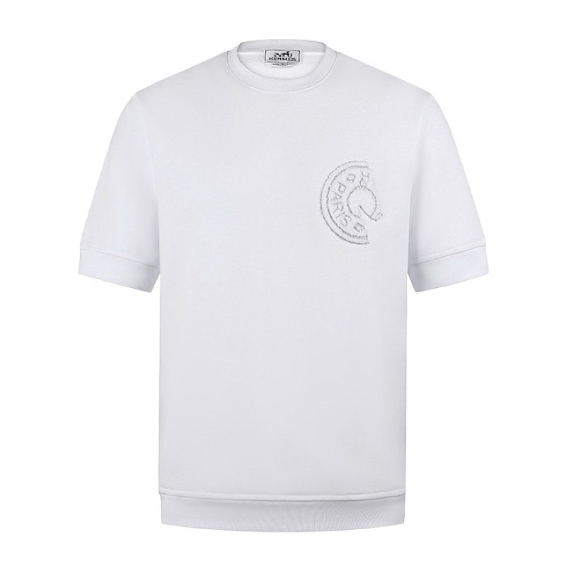 Embroidered Patchwork C.d.s Crew Neck Short Sleeve T-Shirt