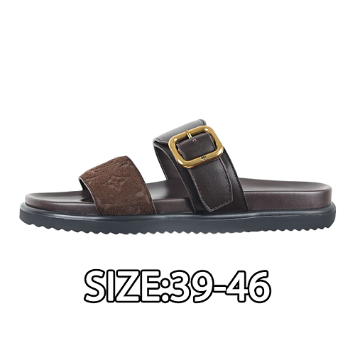 Louis Vuitton Two-strap Slippers In Deep Mocha Brown With Mixed Materials