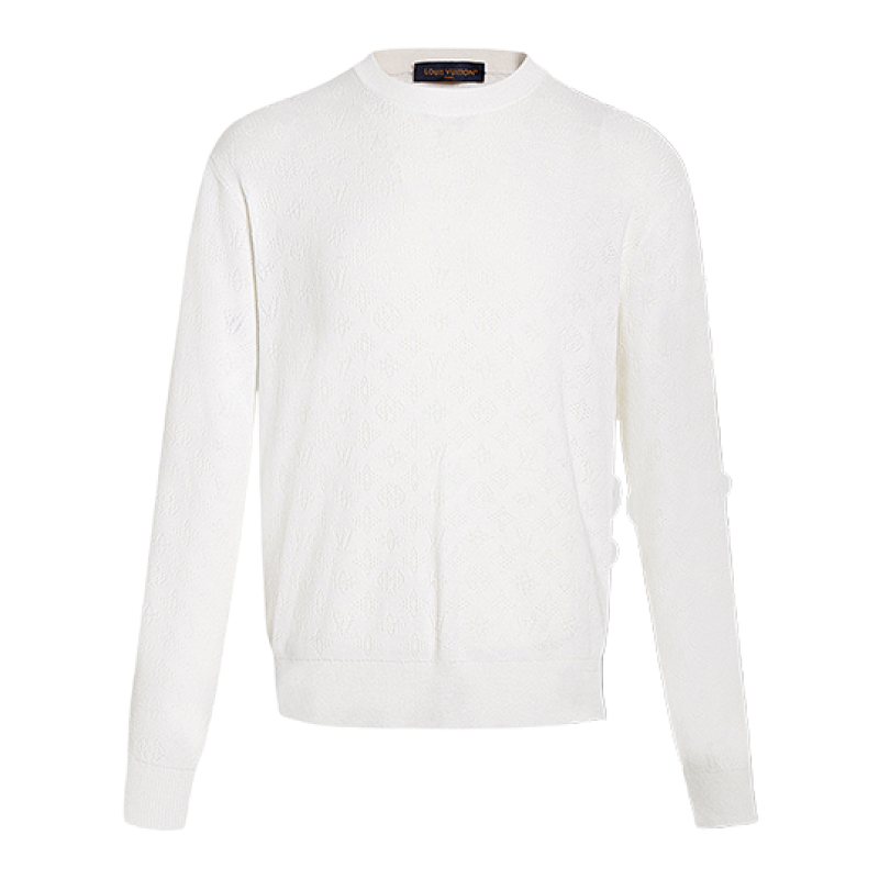 Louis Vuitton Pointelle Stitched Cotton Crew Neck Long Sleeve Sweater
