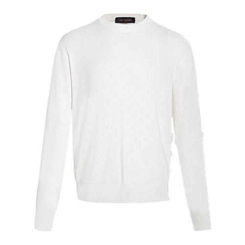 Louis Vuitton Pointelle Stitched Cotton Crew Neck Long Sleeve Sweater