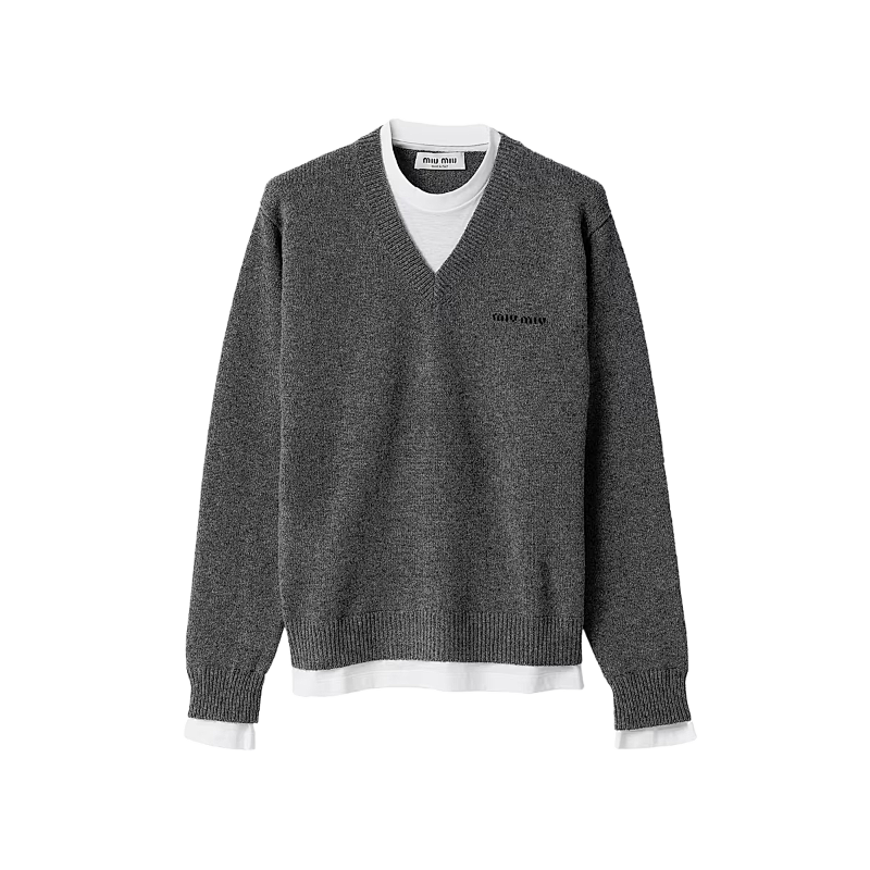 Miu Small Label Fake Two-piece Sweater