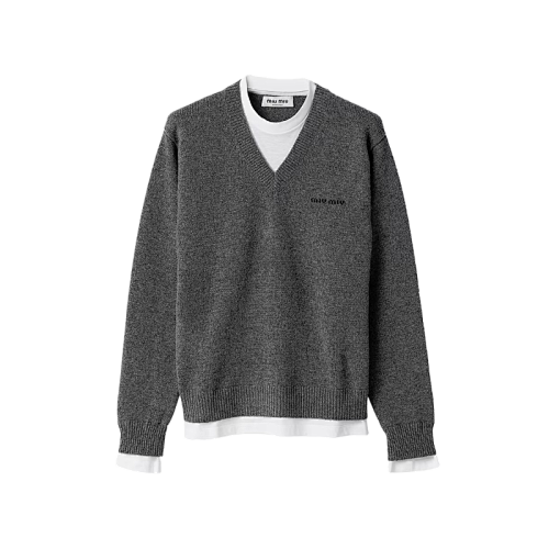 Miu Small Label Fake Two-piece Sweater